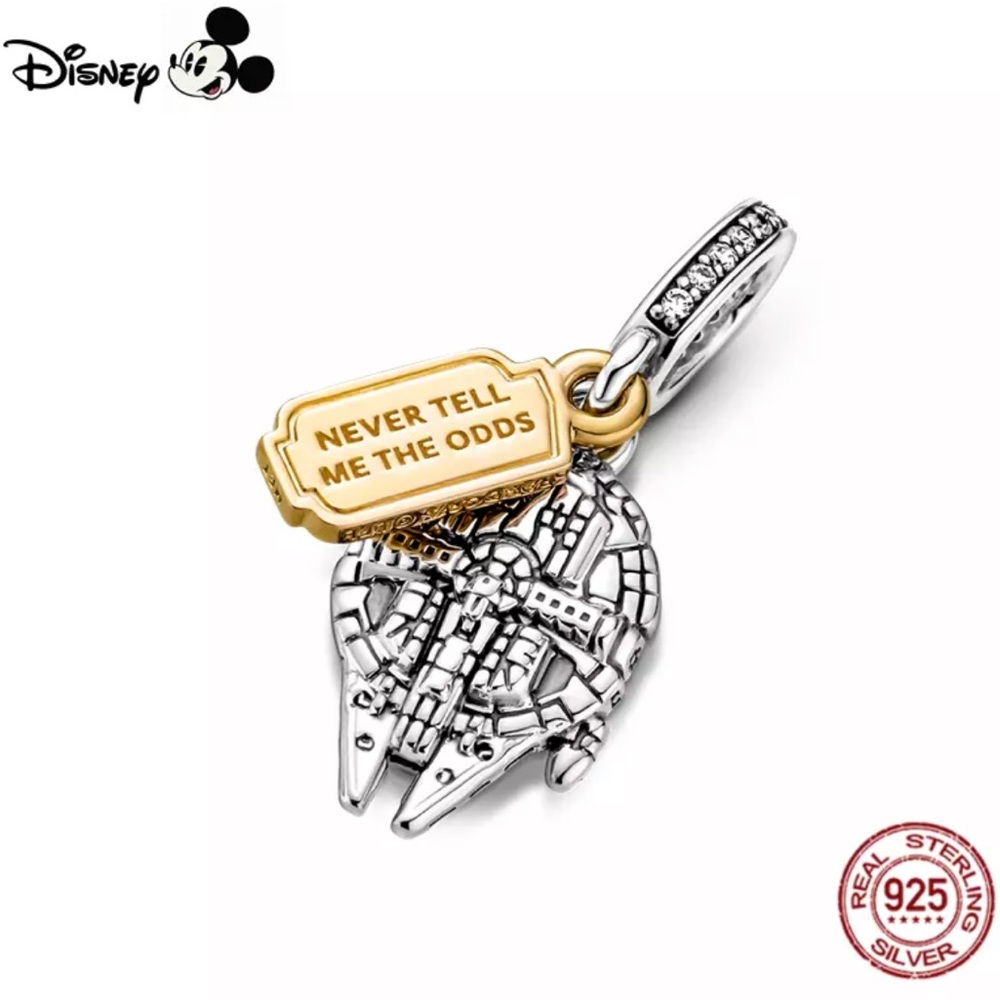 New Sterling Silver 925 Star Wars Millennium Falcon bracelet charm